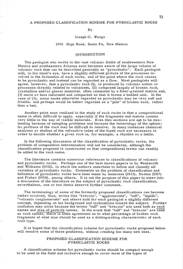 A Proposed Classification Scheme for Pyroclastic Rocks