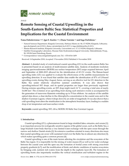 Remote Sensing of Coastal Upwelling in the South-Eastern Baltic Sea: Statistical Properties and Implications for the Coastal Environment