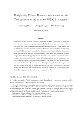 Deciphering Federal Reserve Communication Via Text Analysis of Alternative FOMC Statements ∗