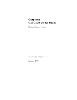 Gazprom: Gas Giant Under Strain