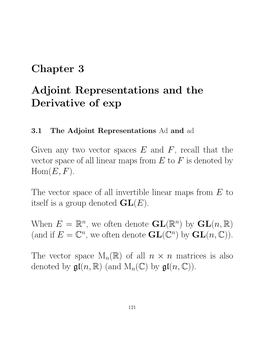 Chapter 3 Adjoint Representations and the Derivative Of