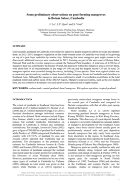 Some Preliminary Observations on Peat-Forming Mangroves in Botum Sakor, Cambodia