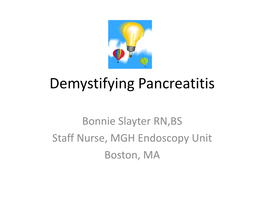 Demystifying Pancreatitis