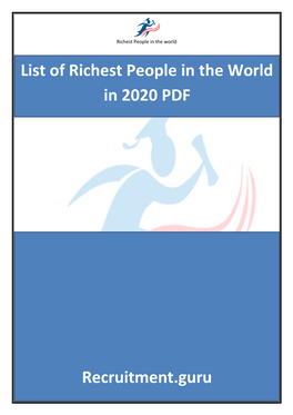 List of Richest People in the World in 2020 PDF Recruitment.Guru