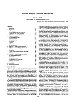 Reduction of Organic Compounds with Diborane