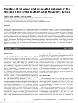 Structure of the Alima and Associated Anticlines in the Foreland Basin of the Southern Atlas Mountains, Tunisia