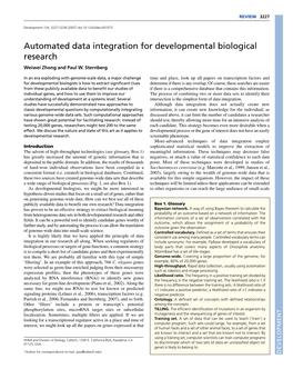 Automated Data Integration for Developmental Biological Research