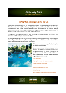 Hanmer Springs Day Tour