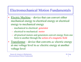 Electromechanical Motion Fundamentals