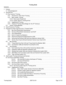 Training Guide 2007-10-24 Page 1 of 33 Training Guide Contents 1 Preface