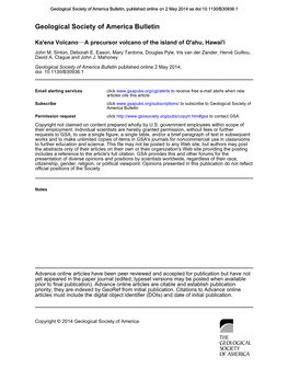 Geological Society of America Bulletin, Published Online on 2 May 2014 As Doi:10.1130/B30936.1