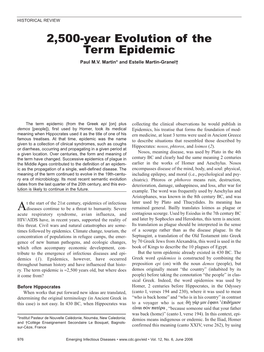 2,500-Year Evolution of the Term Epidemic Paul M.V