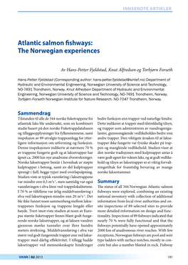 Atlantic Salmon Fishways: the Norwegian Experiences