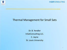 Thermal Management for Small Sats