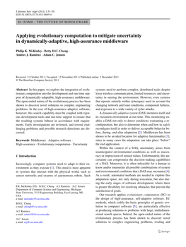 Applying Evolutionary Computation to Mitigate Uncertainty in Dynamically-Adaptive, High-Assurance Middleware