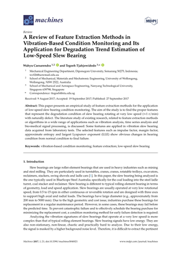 A Review of Feature Extraction Methods in Vibration-Based Condition Monitoring and Its Application for Degradation Trend Estimation of Low-Speed Slew Bearing
