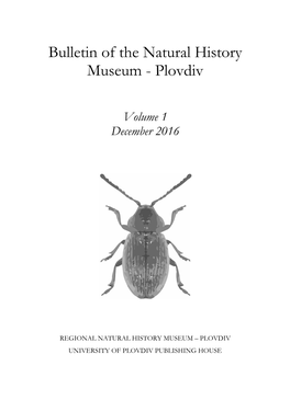 Bulletin of the Natural History Museum - Plovdiv