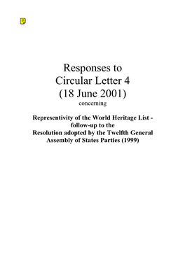 Responses to Circular Letter 4 (18 June 2001) Concerning