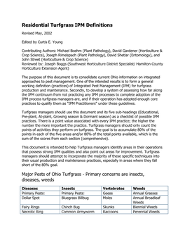 Residential Turfgrass IPM Definitions