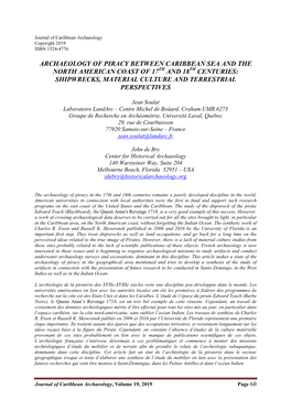 Archaeology of Piracy Between Caribbean Sea and the North American Coast of 17Th and 18Th Centuries: Shipwrecks, Material Culture and Terrestrial Perspectives