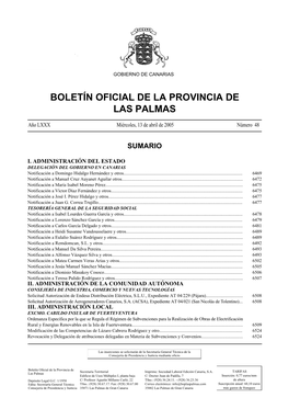 Boletín Oficial De La Provincia De Las Palmas