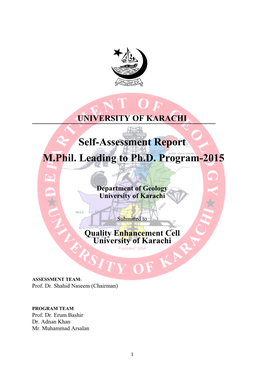 Self-Assessment Report M.Phil. Leading to Ph.D. Program-2015