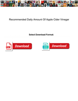 Recommended Daily Amount of Apple Cider Vinegar