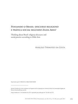 Discurso Religioso E Prática Social Segundo Zilda Arns1