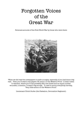 Forgotten Voices of the Great War