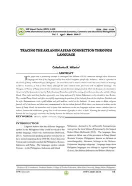 Tracing the Aklanon Asean Connection Through Language