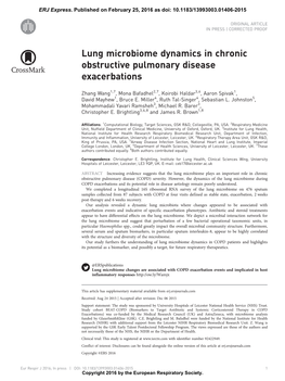 Lung Microbiome Dynamics in Chronic Obstructive Pulmonary Disease Exacerbations