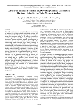 A Study on Business Ecosystem of 3D Printing Contents Distribution Platform : Using Service Value Network Analysis