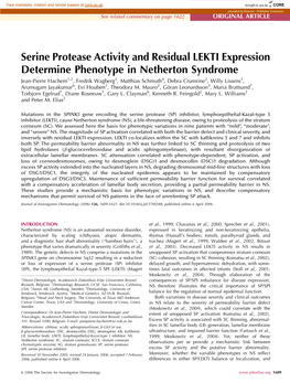 Serine Protease Activity and Residual LEKTI Expression