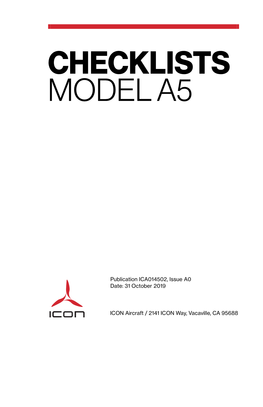 ICON A5 Checklists Issue A0