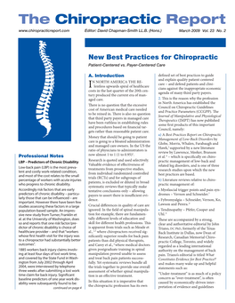 The Chiropractic Report Editor: David Chapman-Smith LL.B