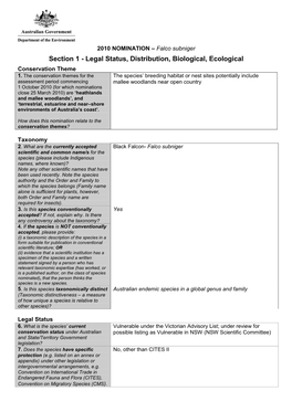 Threatened Species Nomination Form