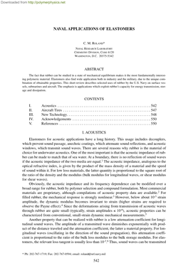 Naval Applications of Elastomers