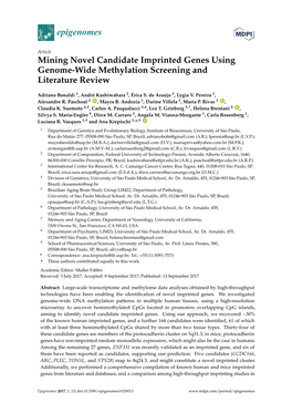 Mining Novel Candidate Imprinted Genes Using Genome-Wide Methylation Screening and Literature Review