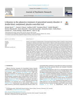 L-Theanine in the Adjunctive Treatment of Generalized Anxiety Disorder A