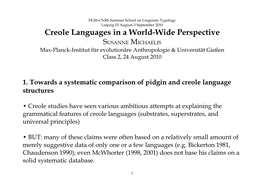 Dgfs-CNRS Summer School on Linguistic Typology