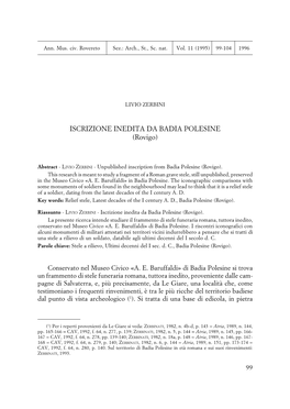 ISCRIZIONE INEDITA DA BADIA POLESINE (Rovigo)