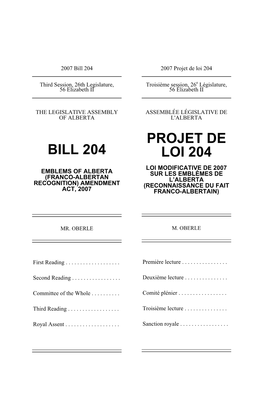 Bill 204 2007 Projet De Loi 204