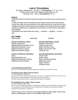 Lab 4: Circulation Circulatory Pathways Pp