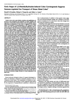 Early Stages of 1,2-Dimethylliydrazine-Induced Colon Carcinogenesis Suppress Immune-Regulated Ion Transport of Mouse Distal Colon1