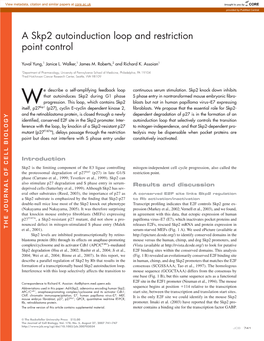 A Skp2 Autoinduction Loop and Restriction Point Control