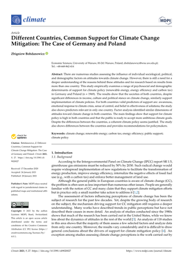Different Countries, Common Support for Climate Change Mitigation: the Case of Germany and Poland