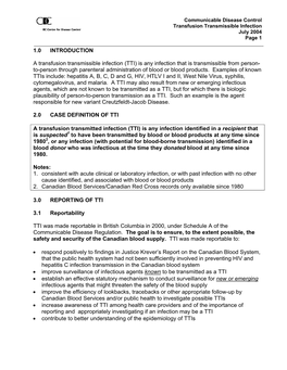 Transfusion Transmissible Infection (July 2004)