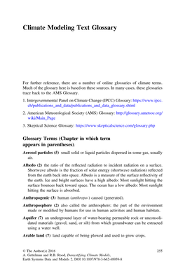 Climate Modeling Text Glossary