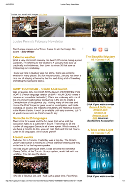 Louise Penny's February Newsletter