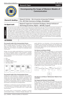 Encompassing the Scope of Western Models of Communication